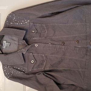 Ladies gray Jean bling jacket